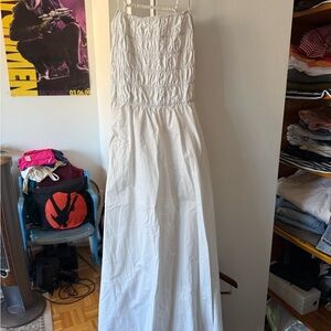 SOLID & STRIPED White Smocked Maxi Dress